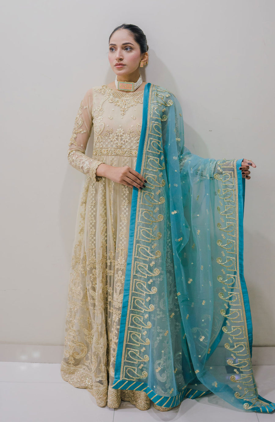Surmai Sirr e Ayaa Unstitched Embroidered Formal 3Pc Suit - AYLA