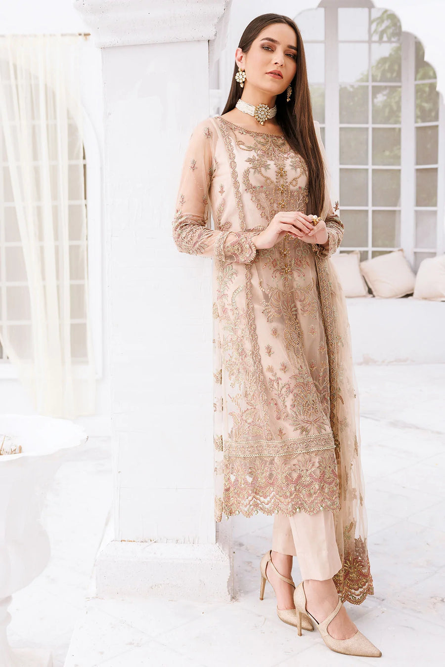 Motifz Premium Embroidered Bemberg Unstitched Suit 3458-ORCHID