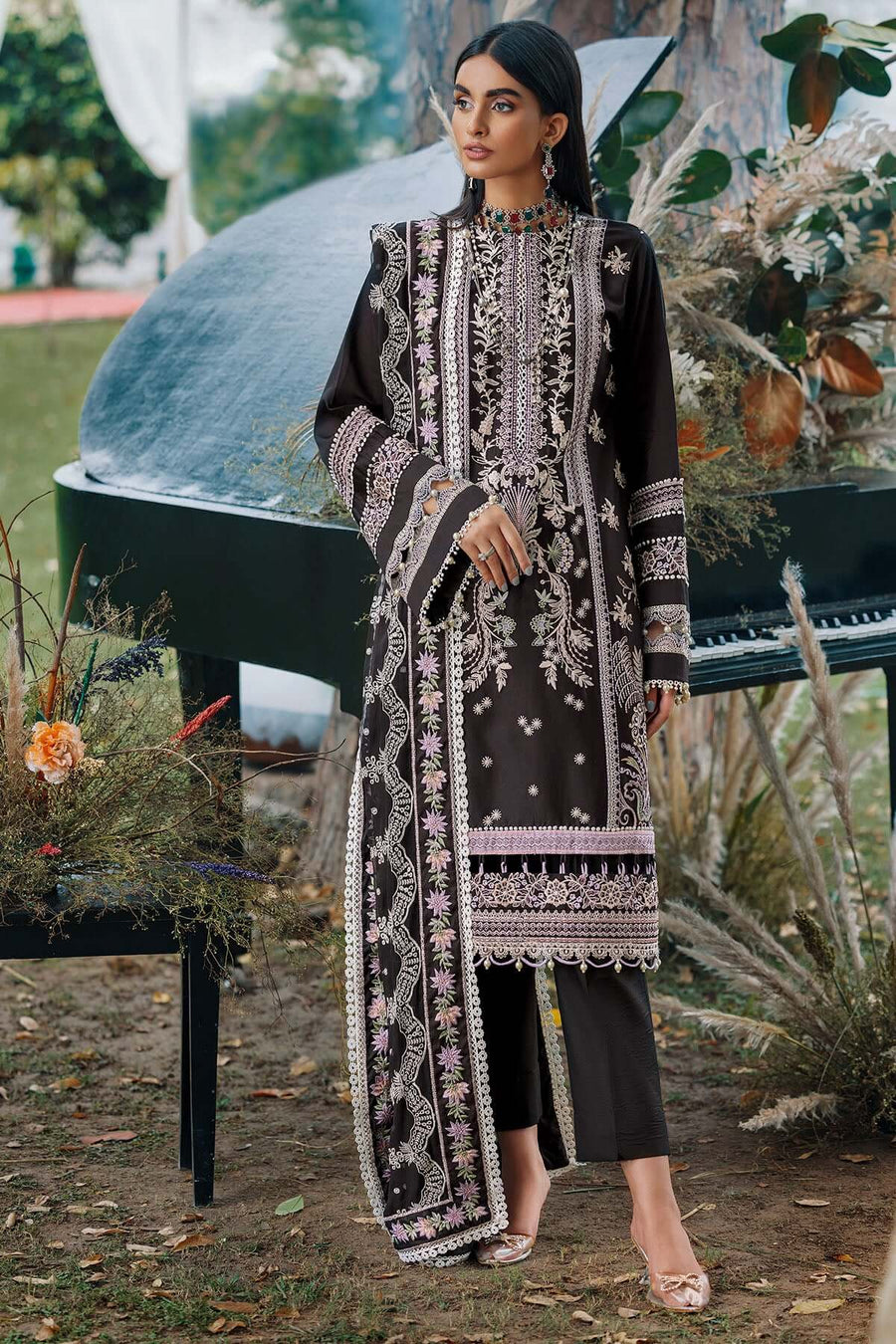 Motifz Naqsh Embroidered Cotton Satin Unstitched 3Pc Suit 3482-MOKSHA