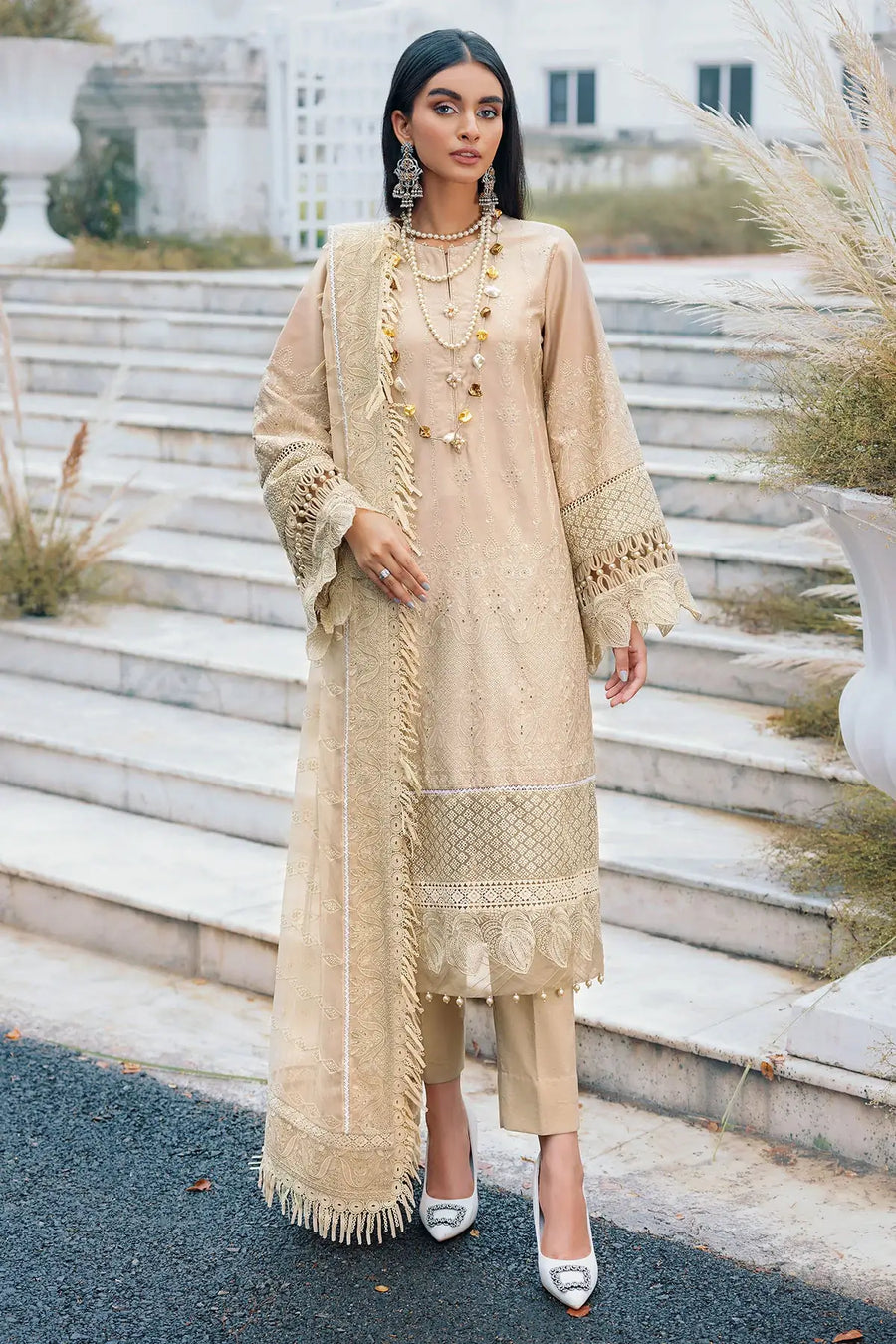 Motifz Naqsh Embroidered Cotton Satin Unstitched 3Pc Suit 3484-LOTUS