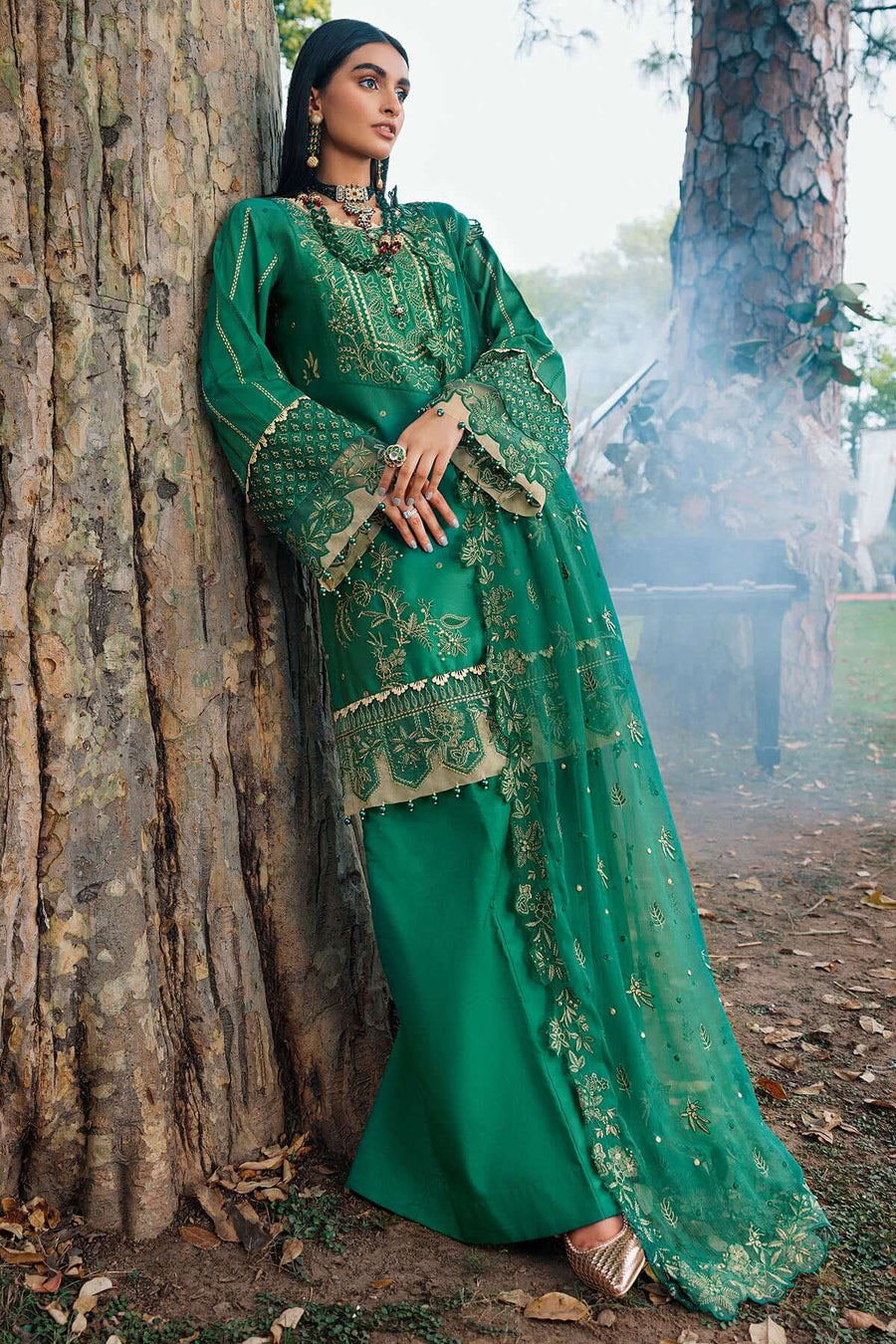 Motifz Naqsh Embroidered Cotton Satin Unstitched 3Pc Suit 3485-VANATTE