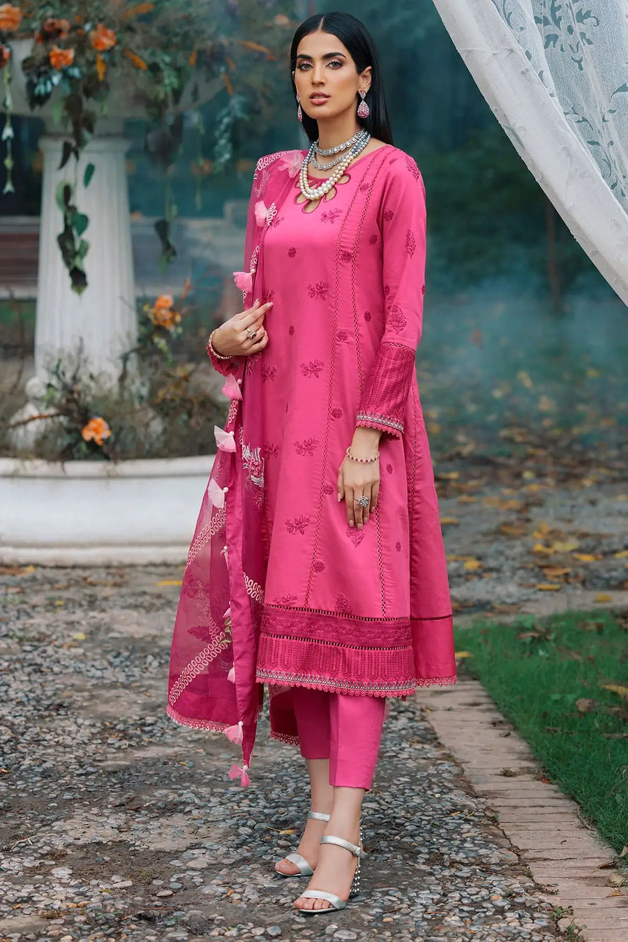 Motifz Naqsh Embroidered Cotton Satin Unstitched 3Pc Suit 3487-ORIENTAL