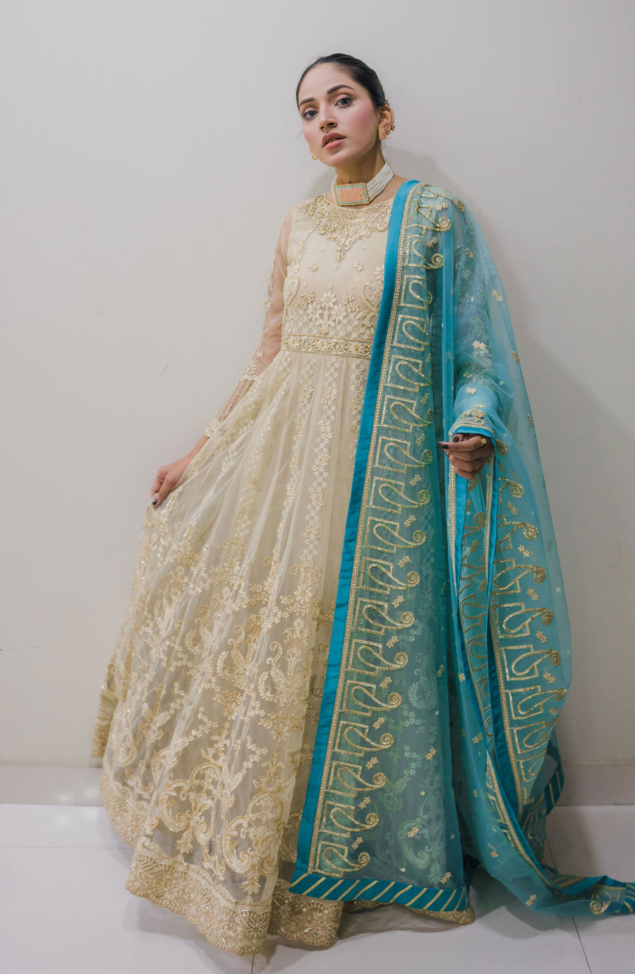 Surmai Sirr e Ayaa Unstitched Embroidered Formal 3Pc Suit - AYLA