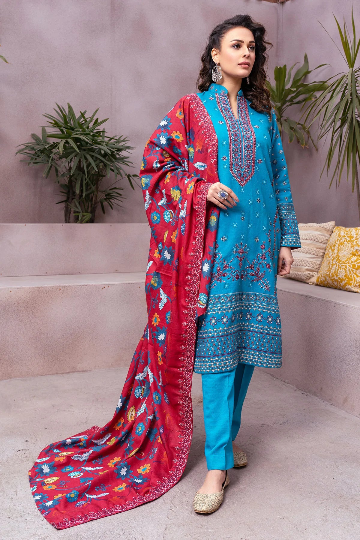 Motifz Amal Unstitched Embroidered Khaddar 3Pc Suit 3507-ROCHEL