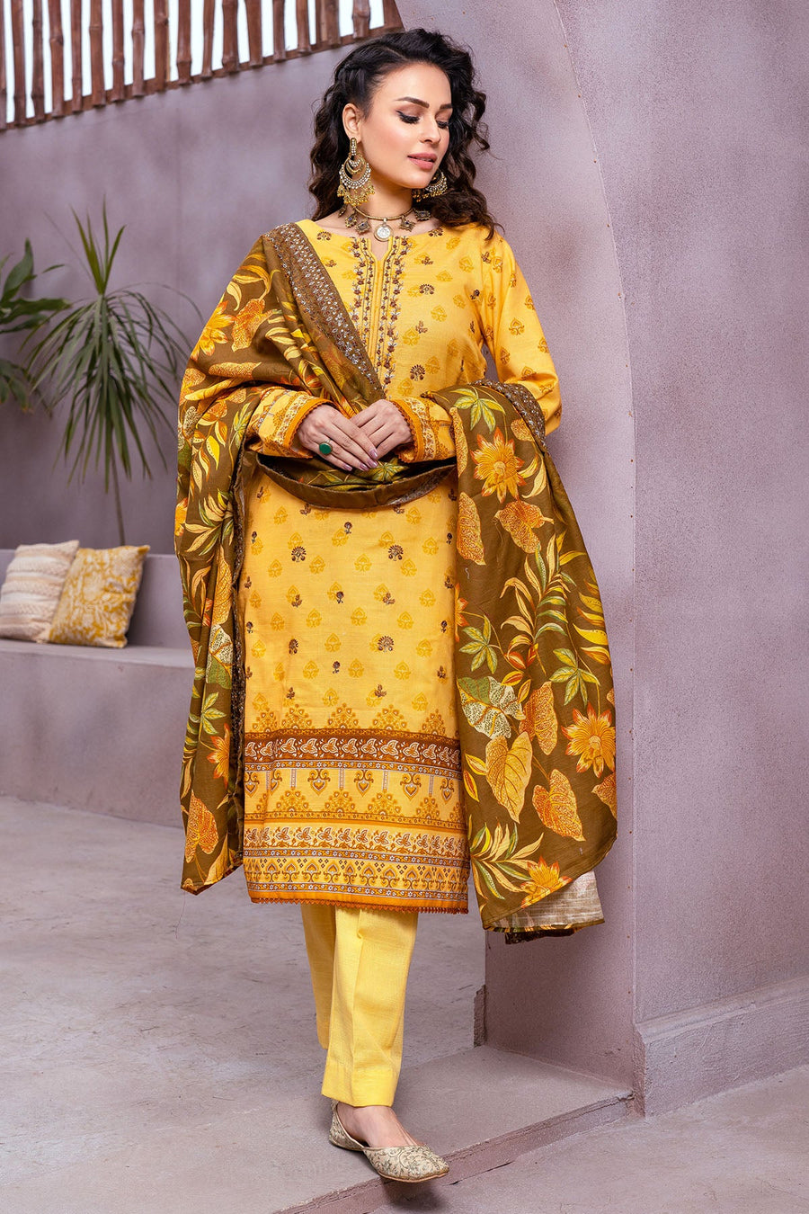 Motifz Amal Unstitched Embroidered Khaddar 3Pc Suit 3513-GINA