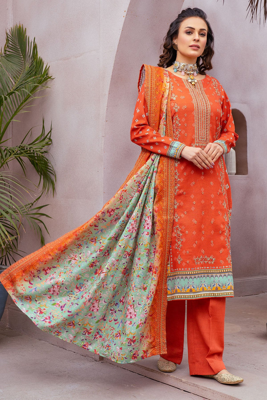 Motifz Amal Unstitched Embroidered Khaddar 3Pc Suit 3516-ZACH