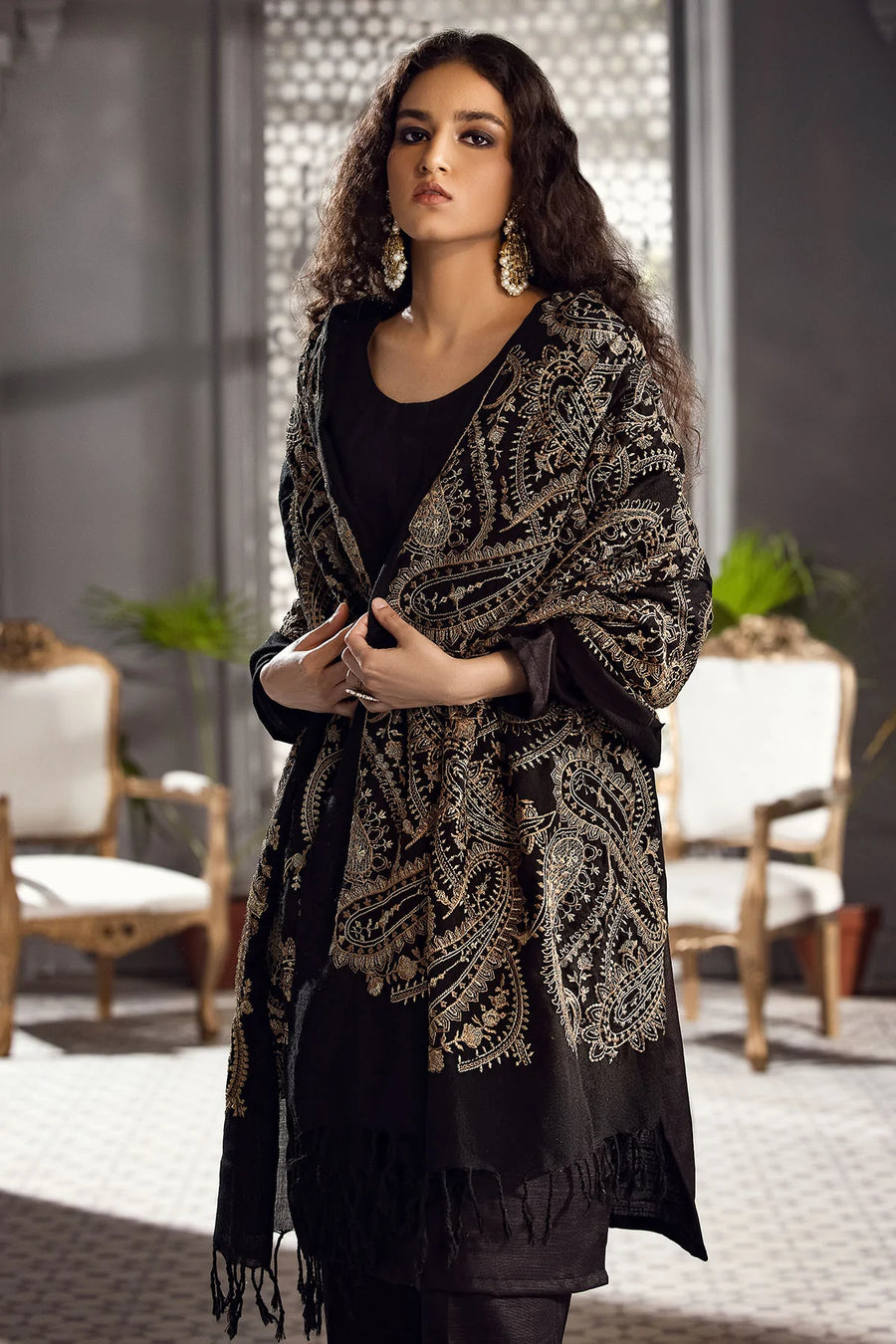 Motifz Unstitched Embroidered Pashmina Blend Shawl 3648-GULBAGH