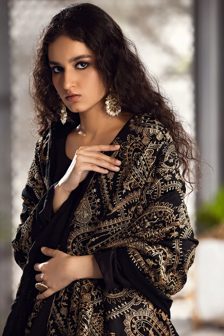 Motifz Unstitched Embroidered Pashmina Blend Shawl 3648-GULBAGH