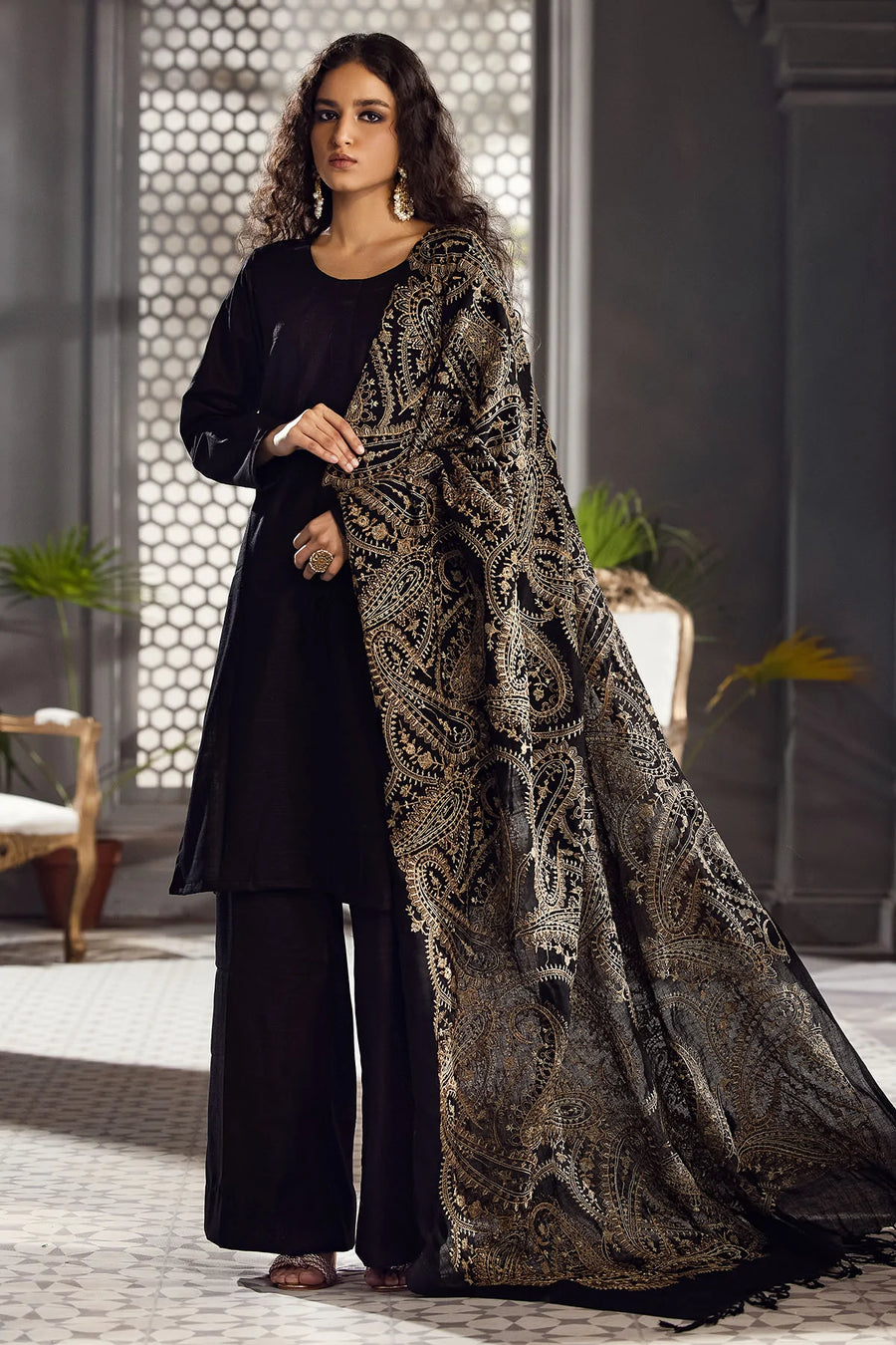 Motifz Unstitched Embroidered Pashmina Blend Shawl 3648-GULBAGH