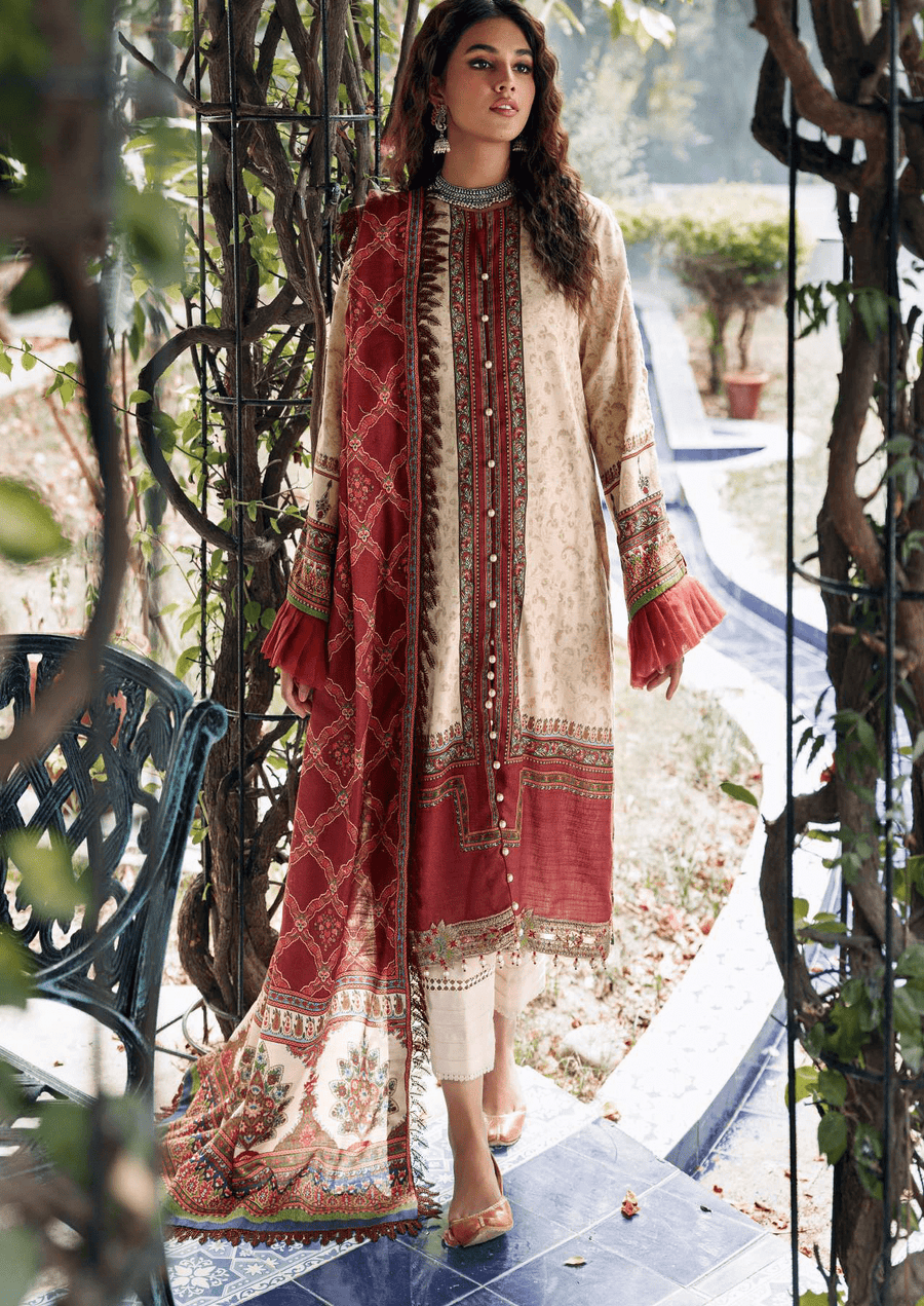 Umang by Motifz Embroidered Khaddar Unstitched 3Pc Suit 3660-Cobalt
