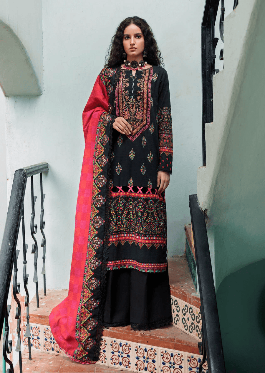 Umang by Motifz Embroidered Khaddar Unstitched 3Pc Suit 3666-Mari Gold
