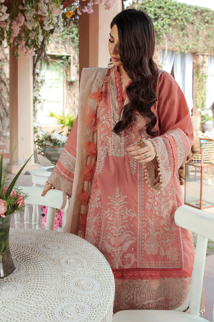 Motifz Naqsh Embroidered Cotton Satin Unstitched 3Pc Suit 3822-RANI-BAGH