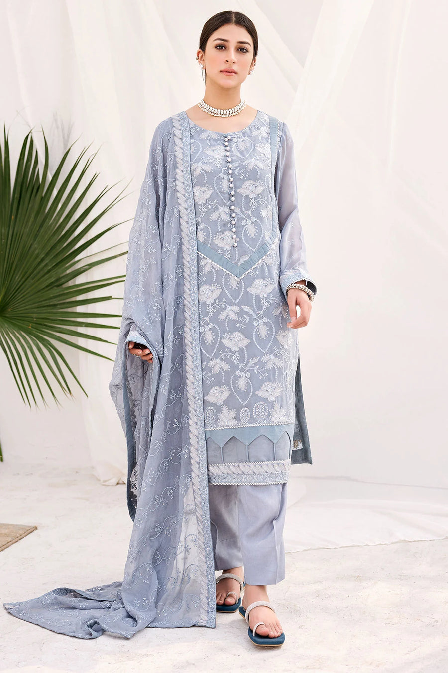 Motifz Embroidered Bemberg Chiffon Unstitched 3Pc Suit 3884-JOLIE
