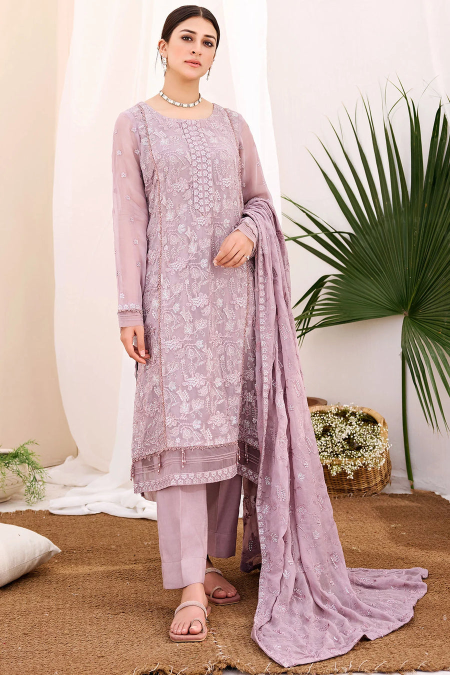 Motifz Embroidered Bemberg Chiffon Unstitched 3Pc Suit 3892-GAELLE