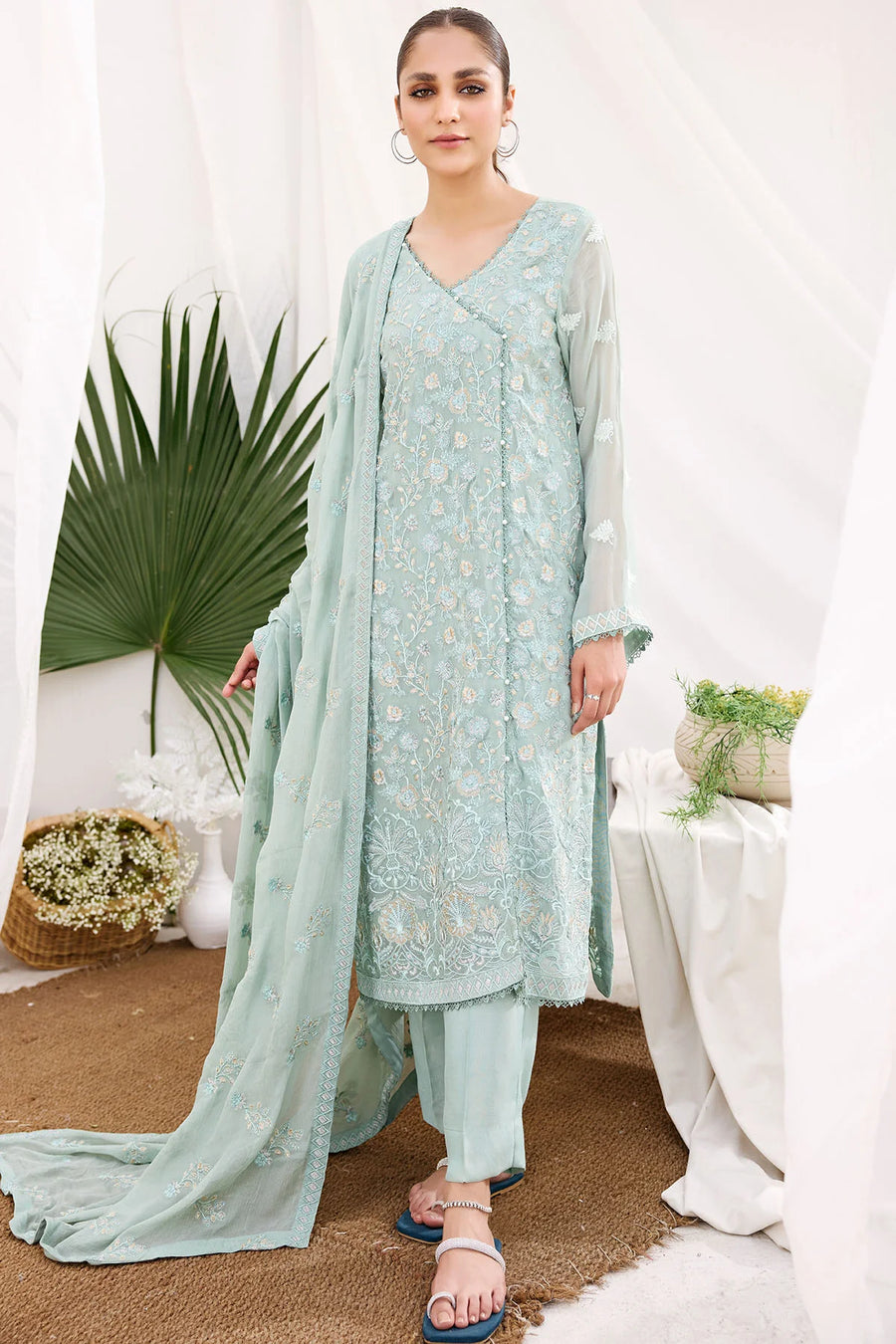 Motifz Embroidered Bemberg Chiffon Unstitched 3Pc Suit 3894-ISABELLA