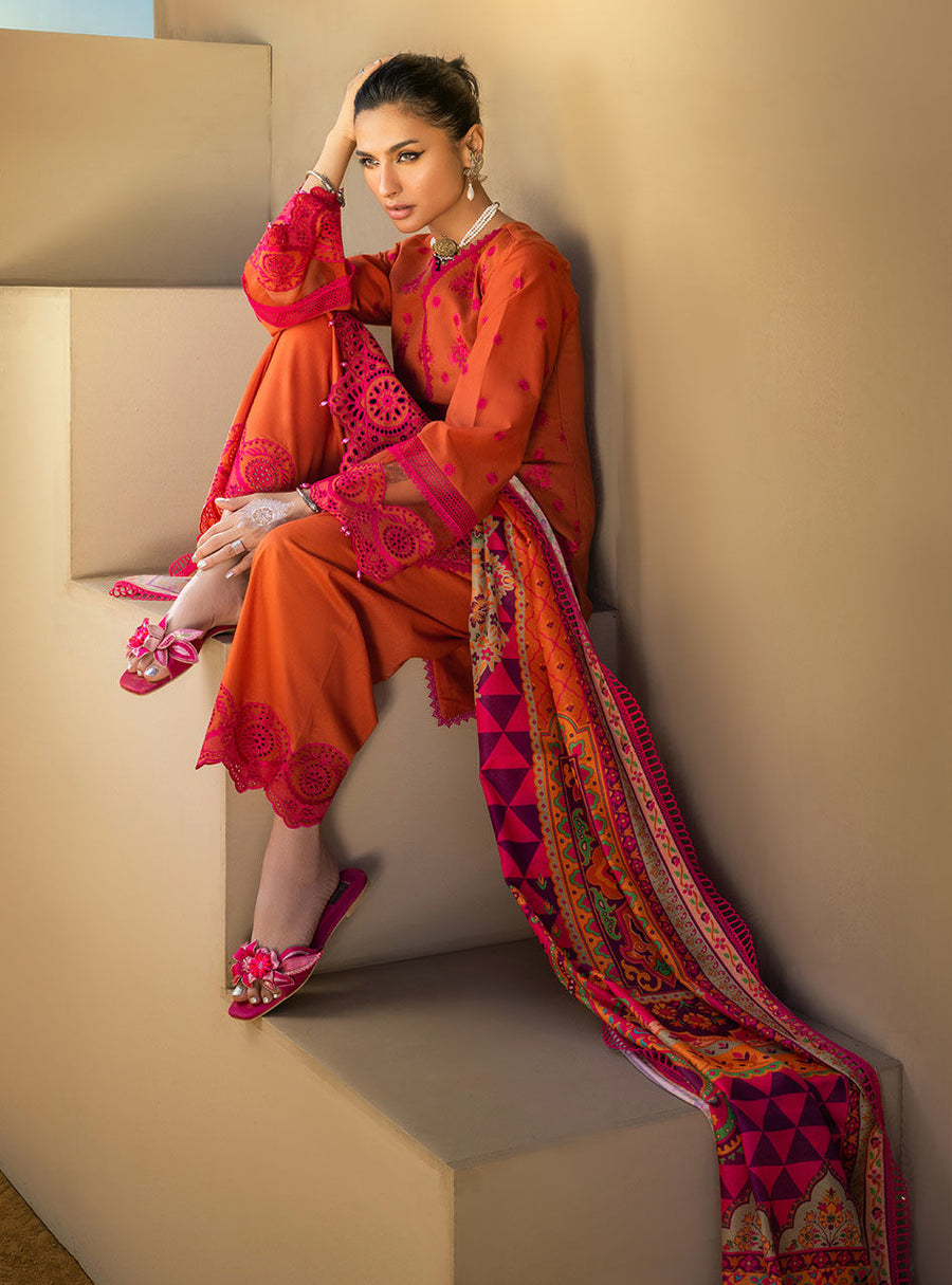 Zainab Chottani Embroidered Chikankari Lawn Unstitched 3Pc Suit ZC-03B