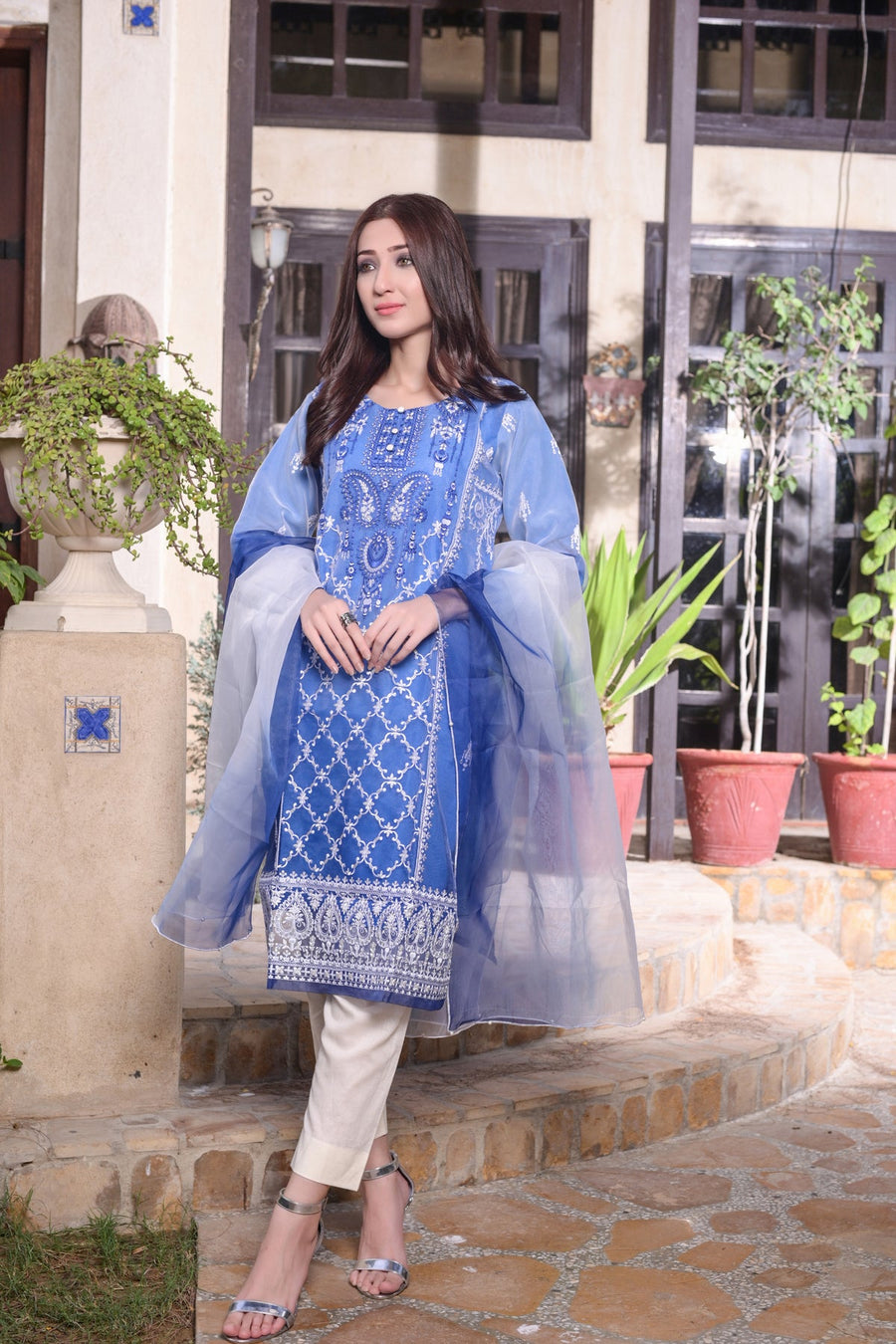 MAK Fashion Ready to Wear 3 Pc Embroidered Organza EFO-10011