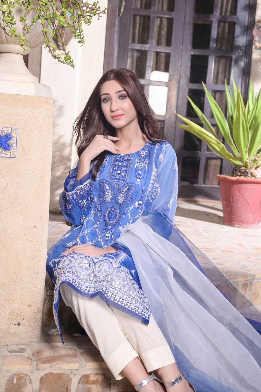 MAK Fashion Ready to Wear 3 Pc Embroidered Organza EFO-10011