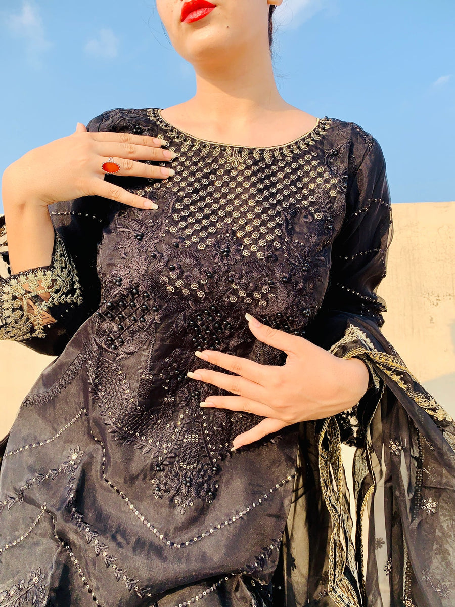 MAK Fashion Ready to Wear 3 Pc Embroidered Organza EFO-10013