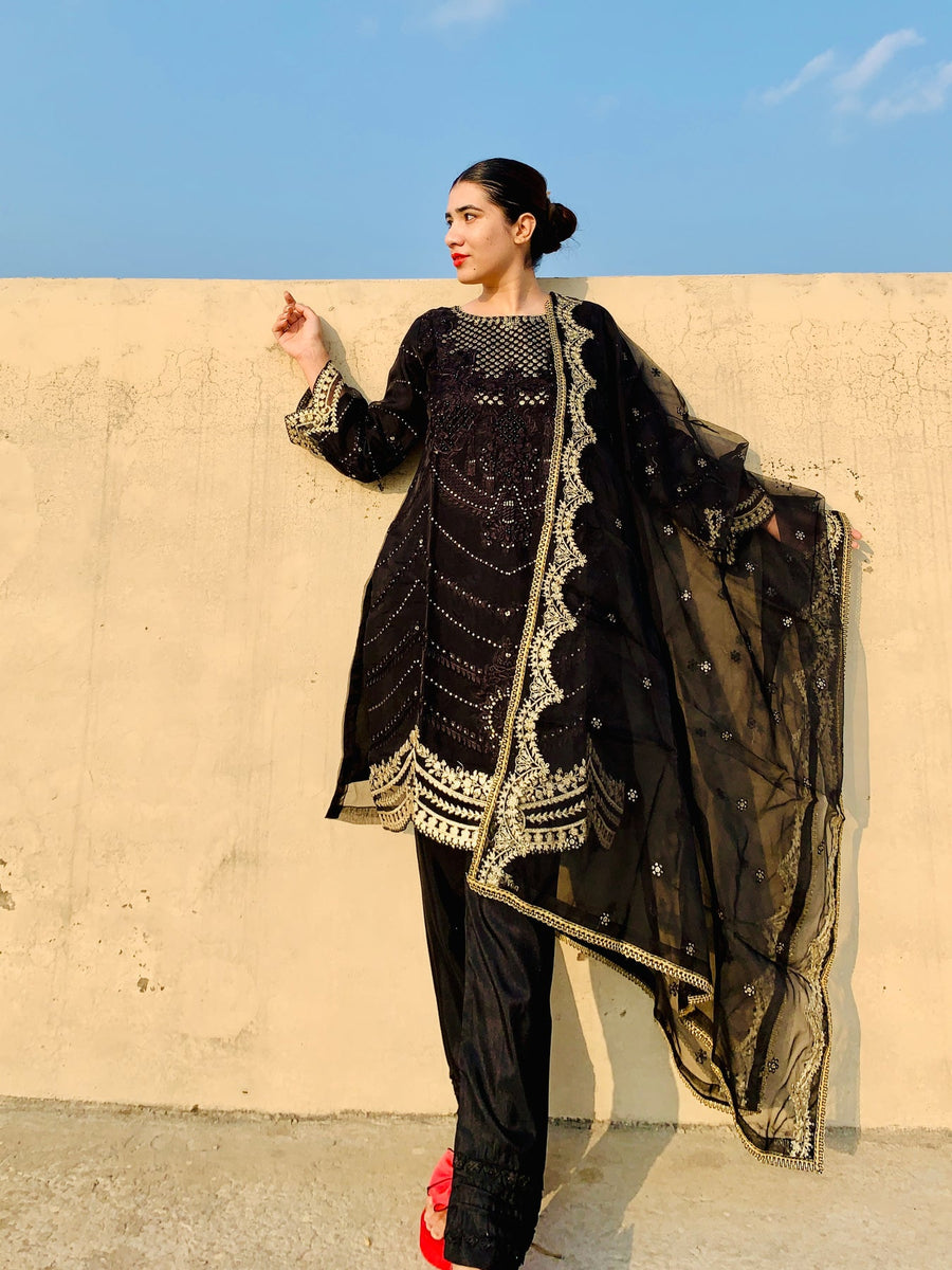 MAK Fashion Ready to Wear 3 Pc Embroidered Organza EFO-10013