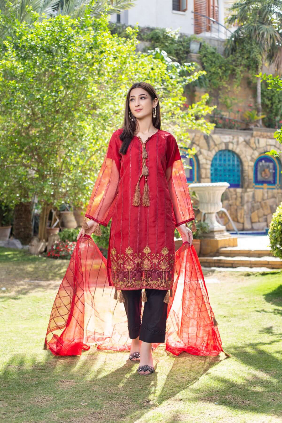 MAK Fashion 3Pc Unstitched Embroidered Organza KUW-10062