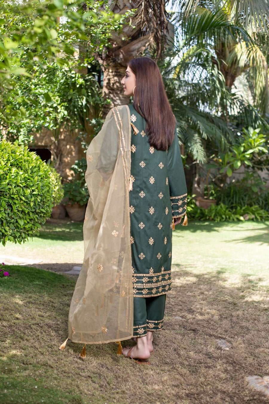 MAK Fashion 3Pc Unstitched Embroidered Pleated Lenin KUW-10056