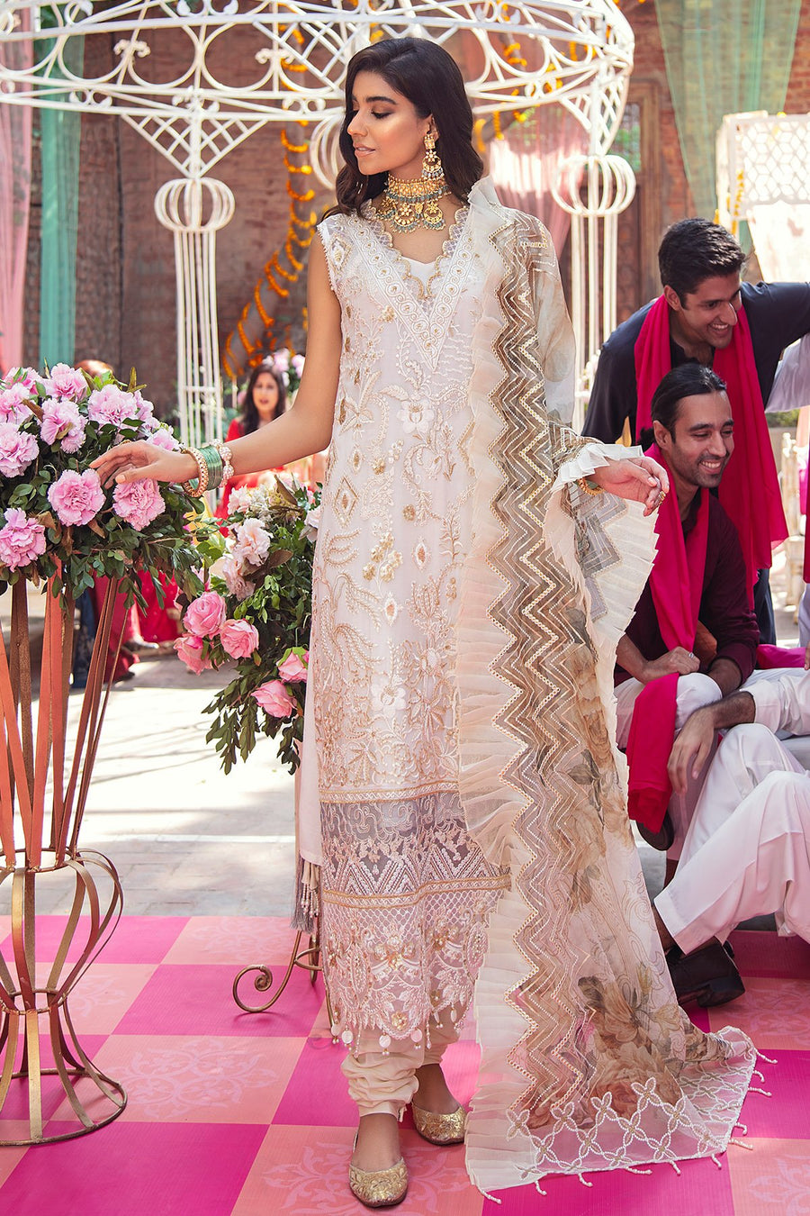 NUREH Jhoomro Unstitched Luxury Formals 3 Piece Suit NL-18 Bagh-e-Bahar - FaisalFabrics.pk