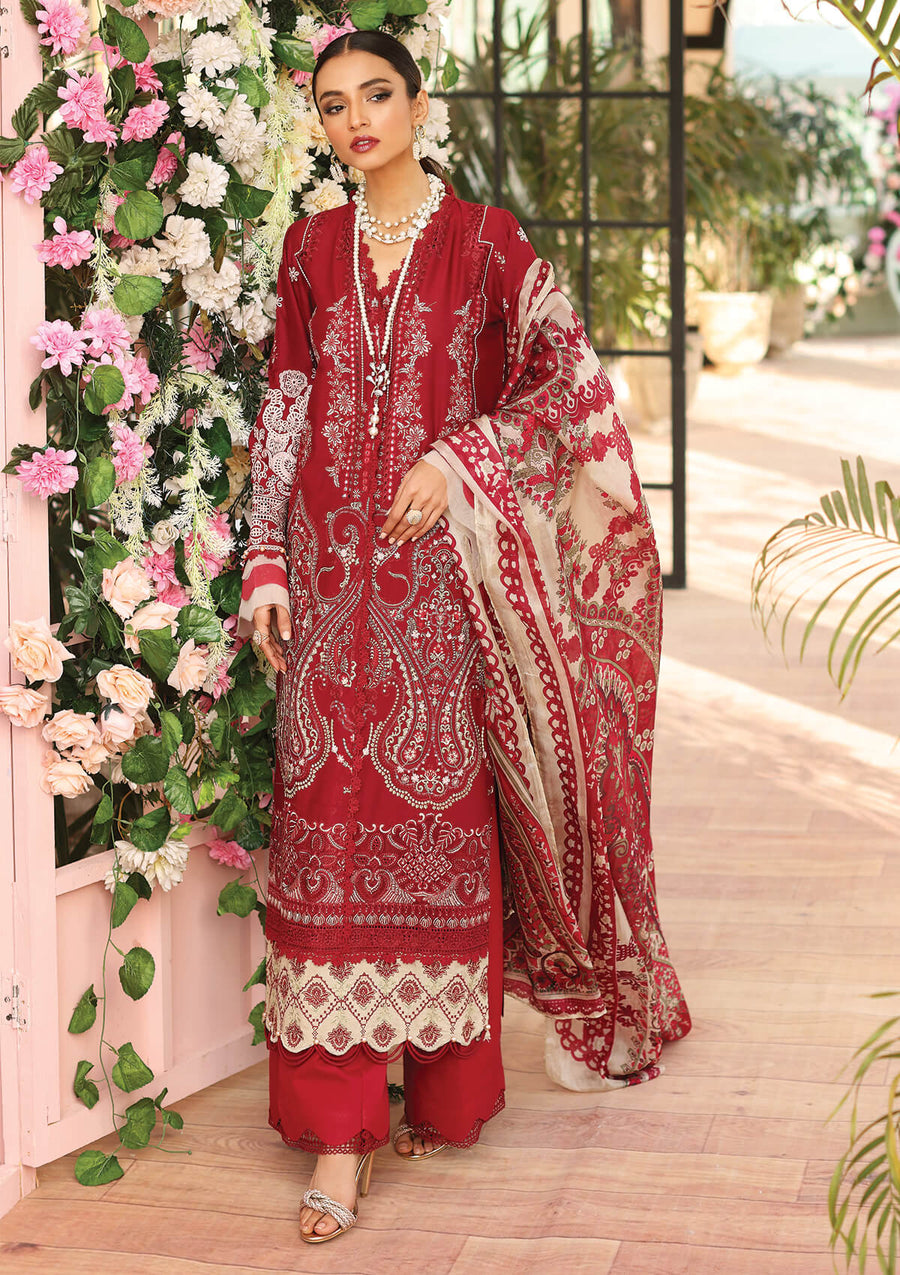 KAHF Premium Embroidered Luxury Lawn Unstitched 3Pc Suit KLC-09A
