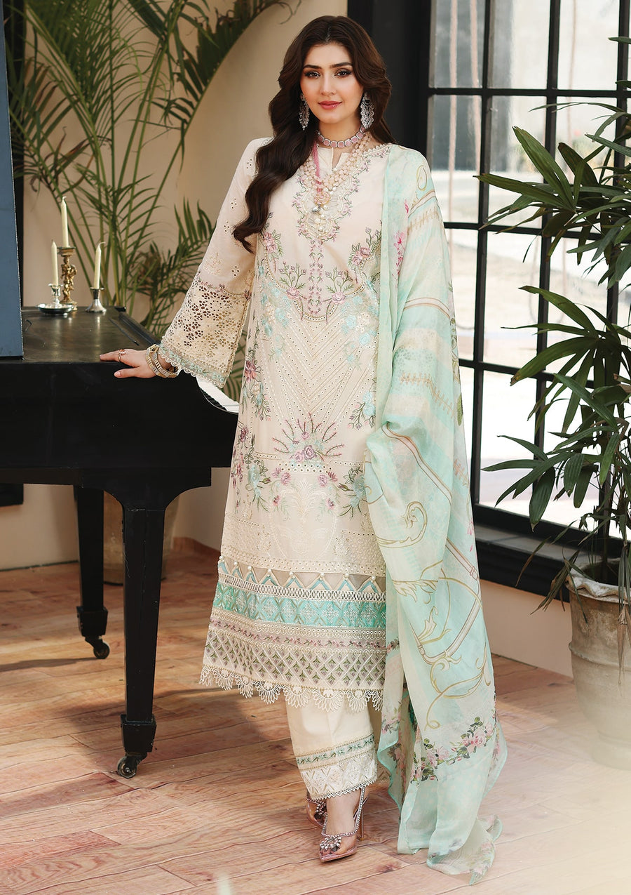 KAHF Premium Embroidered Luxury Lawn Unstitched 3Pc Suit KLC-07A