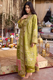 Motifz Nayaab Premium Embroidered Lawn Unstitched 3Pc Suit 4053-ELISE