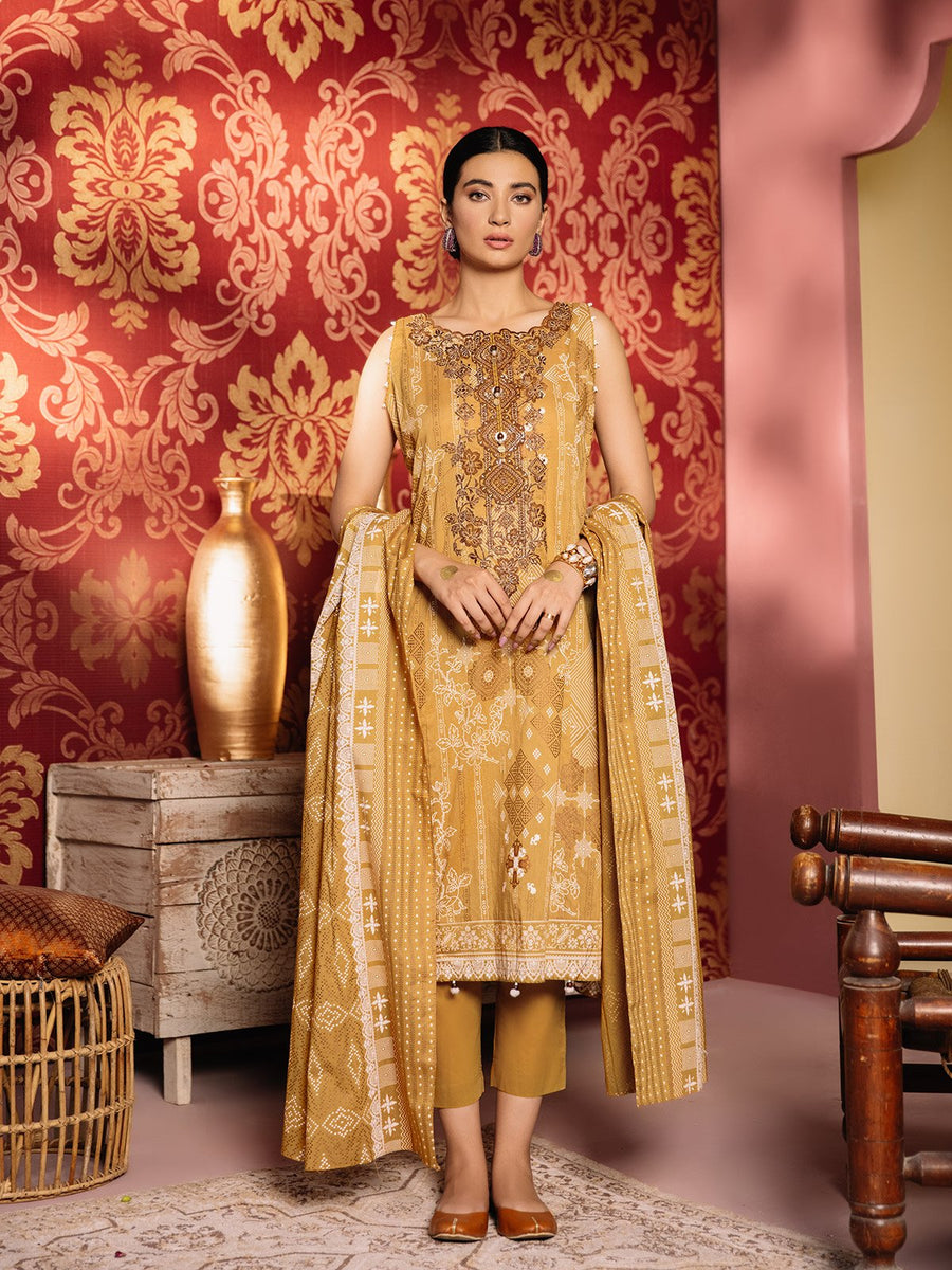 edenrobe Summer Luxe Lawn Unstitched 3pc Embroidered Suit EWU21V2-20440 - FaisalFabrics.pk