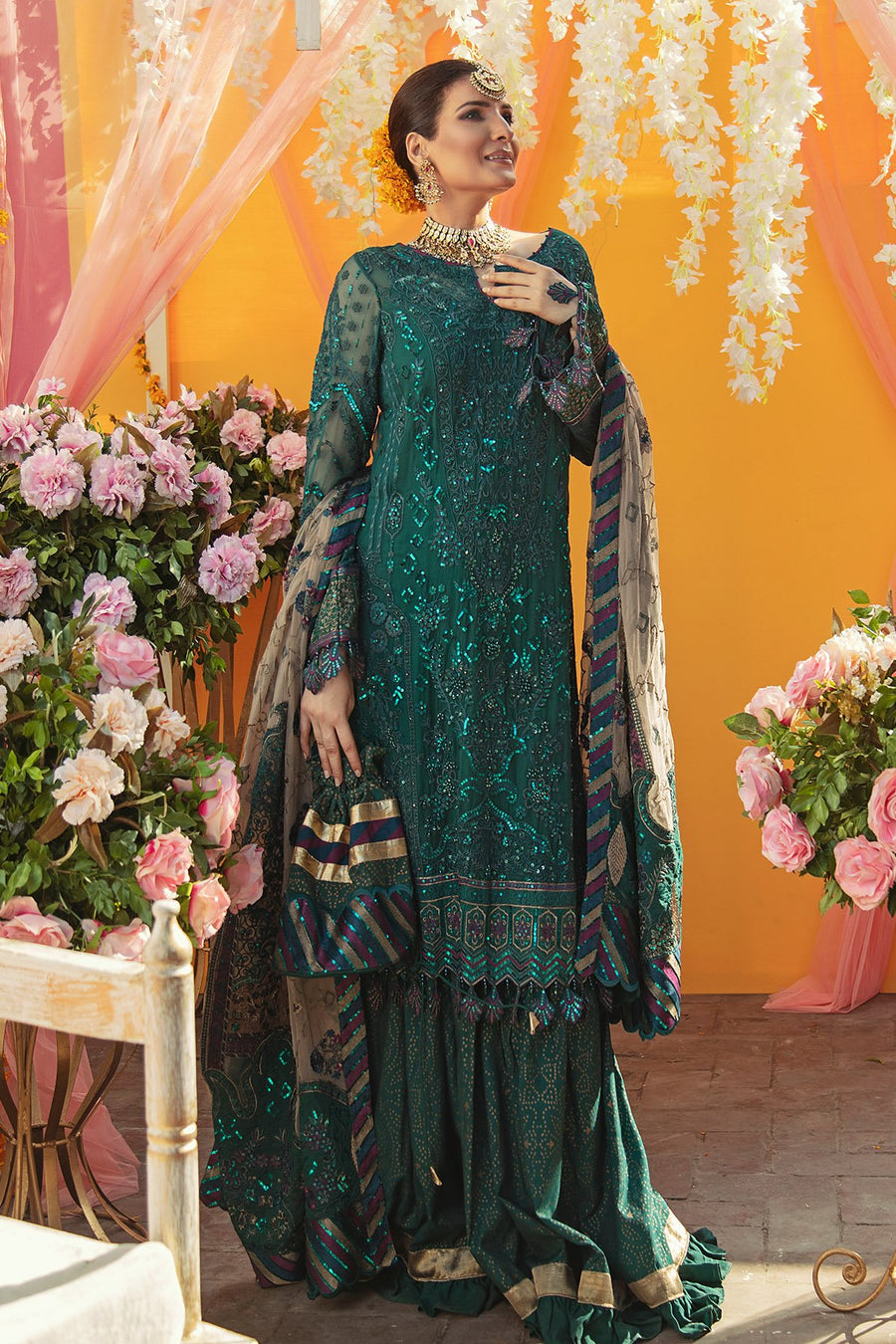 NUREH Jhoomro Unstitched Luxury Formals 3 Piece Suit NL-20 Mahgul - FaisalFabrics.pk