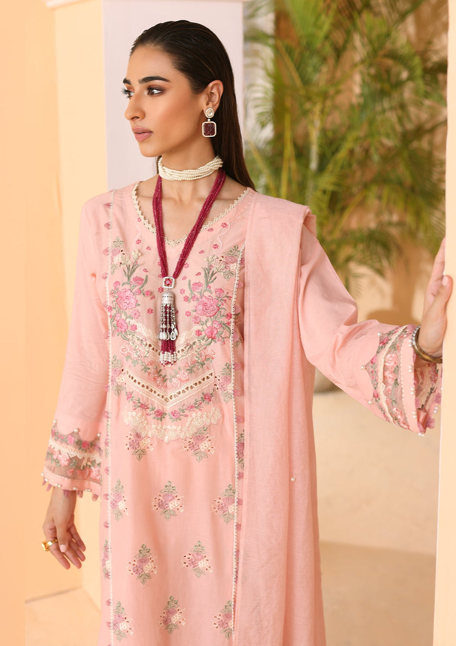 ELAF Premium Luxury Pret Embroidered Lawn 3Pc Suit ELP-07A Cherish