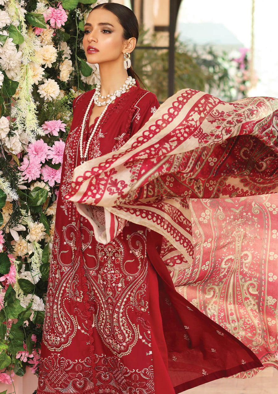 KAHF Premium Embroidered Luxury Lawn Unstitched 3Pc Suit KLC-09A