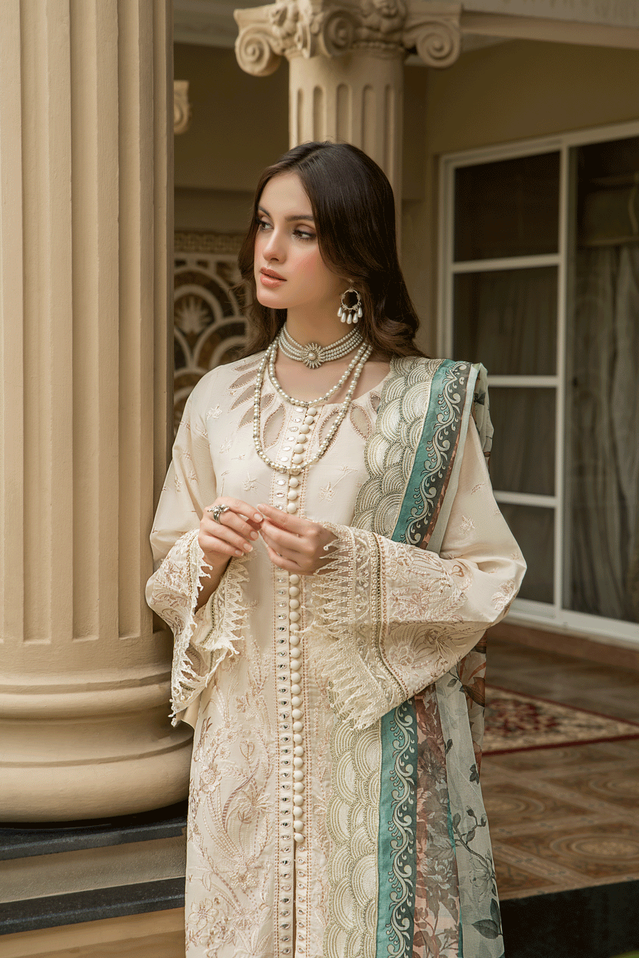 Suveez Pariza Embroidered Lawn 3 Piece Suit - CP-02 PEARL