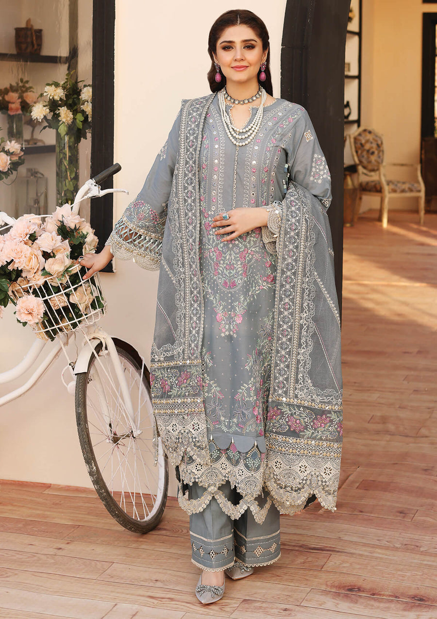 KAHF Premium Embroidered Luxury Lawn Unstitched 3Pc Suit KLC-08
