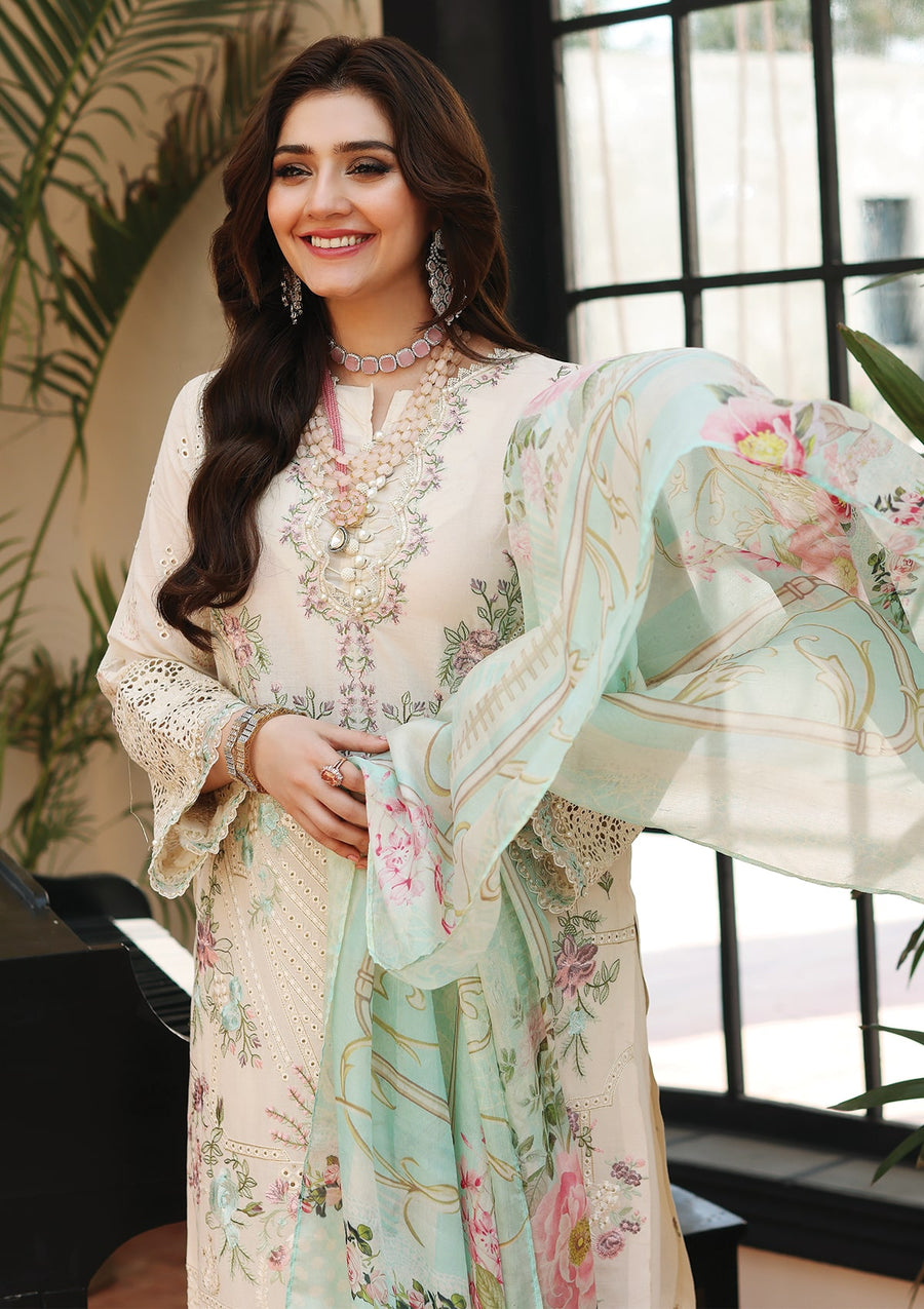 KAHF Premium Embroidered Luxury Lawn Unstitched 3Pc Suit KLC-07A