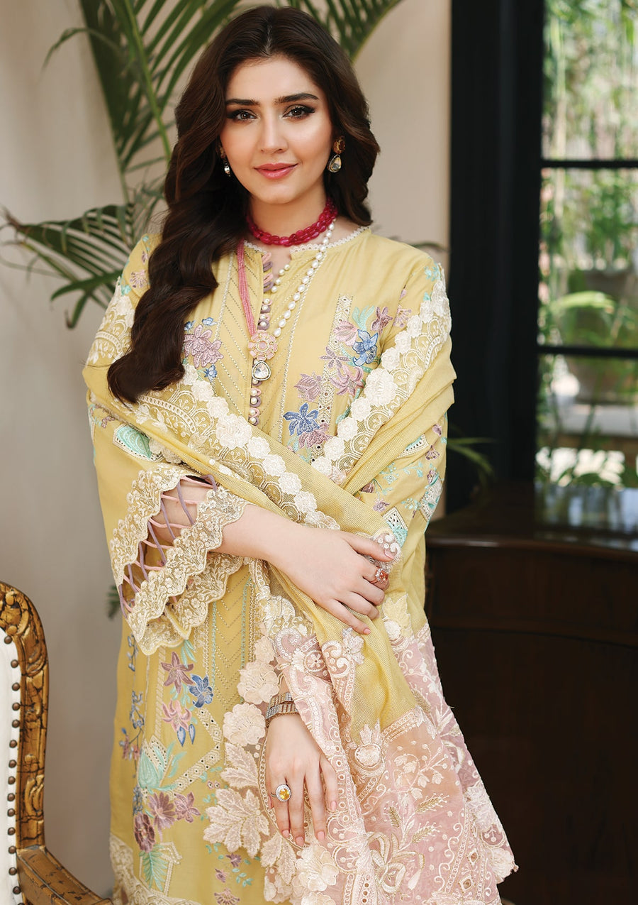 KAHF Premium Embroidered Luxury Lawn Unstitched 3Pc Suit KLC-02B