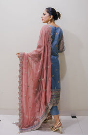 Surmai Sirr e Ayaa Unstitched Embroidered Formal 3Pc Suit - OPAL