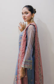 Surmai Sirr e Ayaa Unstitched Embroidered Formal 3Pc Suit - OPAL