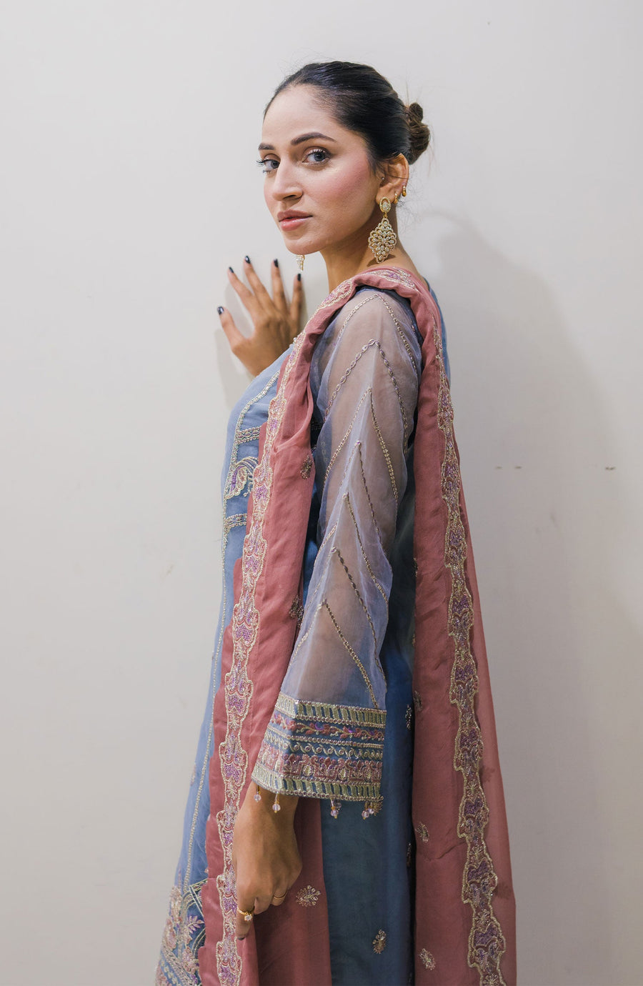 Surmai Sirr e Ayaa Unstitched Embroidered Formal 3Pc Suit - OPAL