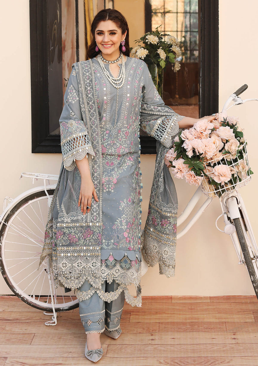 KAHF Premium Embroidered Luxury Lawn Unstitched 3Pc Suit KLC-08