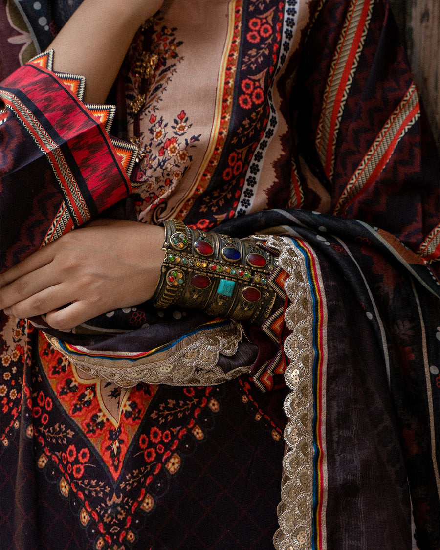 Noorangi Masakali Unstitched Printed Cambric 3Pc Suit - Raya