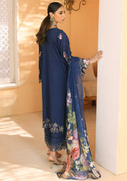 ELAF Premium Luxury Pret Embroidered Lawn 3Pc Suit ELP-06B Lapis