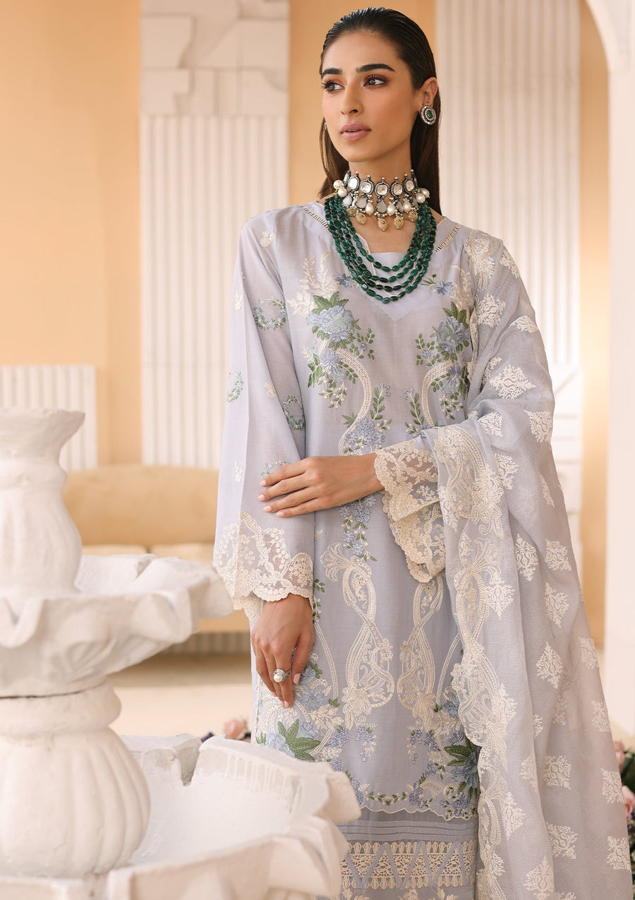 ELAF Premium Luxury Pret Embroidered Lawn 3Pc Suit ELP-05B Luxuria