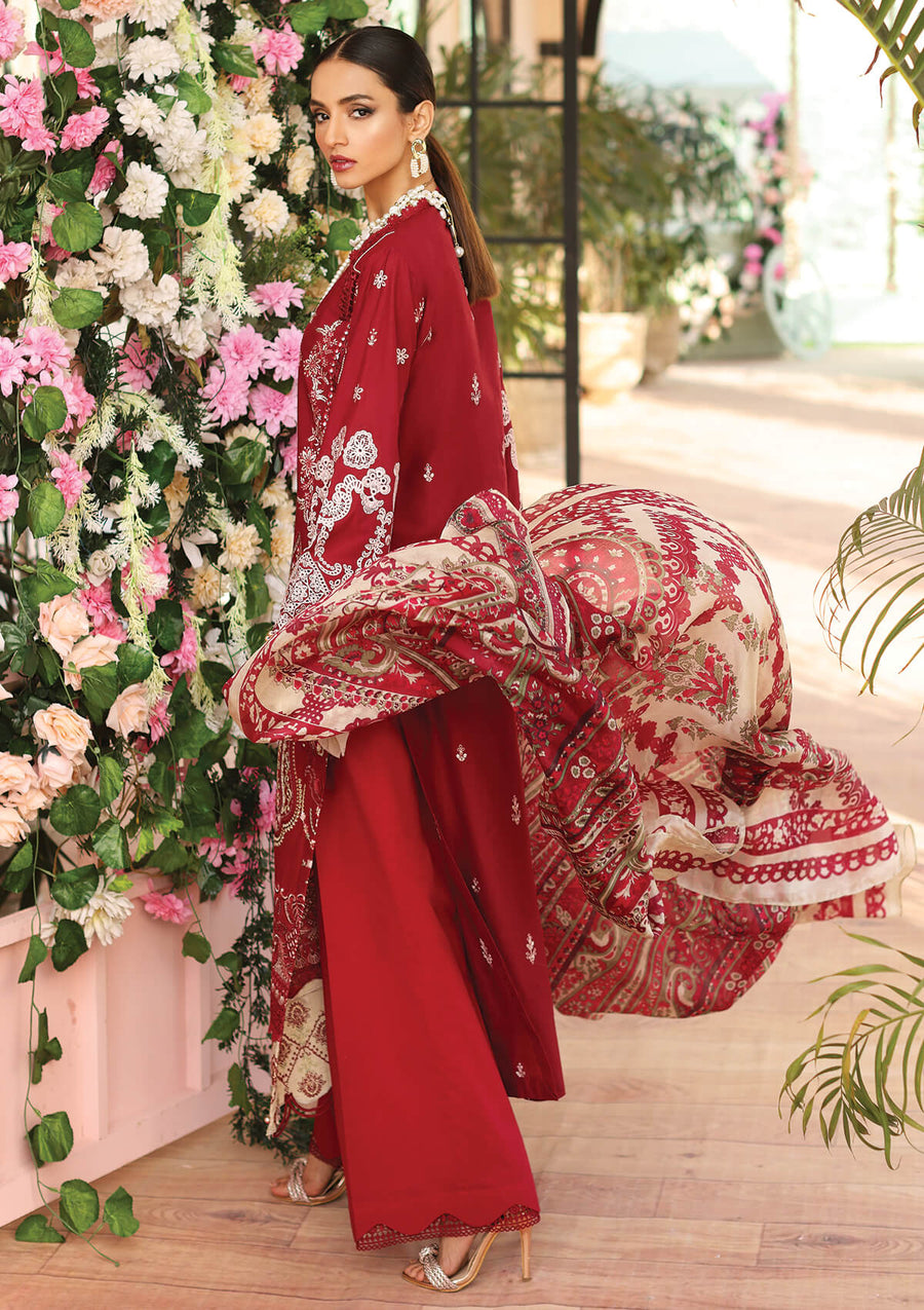 KAHF Premium Embroidered Luxury Lawn Unstitched 3Pc Suit KLC-09A