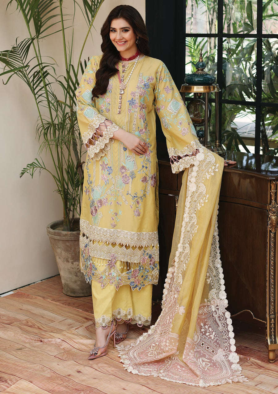 KAHF Premium Embroidered Luxury Lawn Unstitched 3Pc Suit KLC-02B