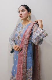 Surmai Sirr e Ayaa Unstitched Embroidered Formal 3Pc Suit - OPAL
