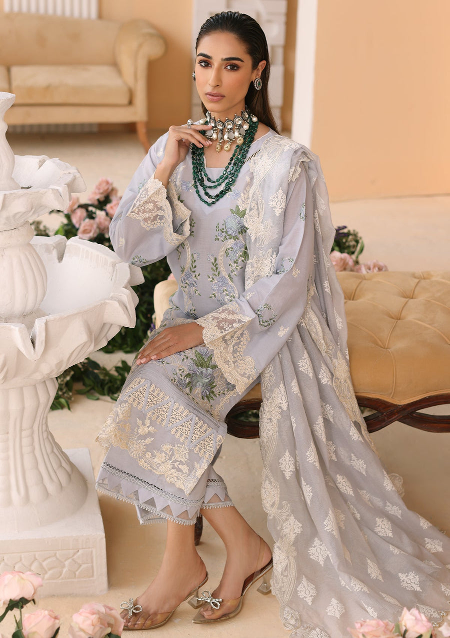 ELAF Premium Luxury Pret Embroidered Lawn 3Pc Suit ELP-05B Luxuria