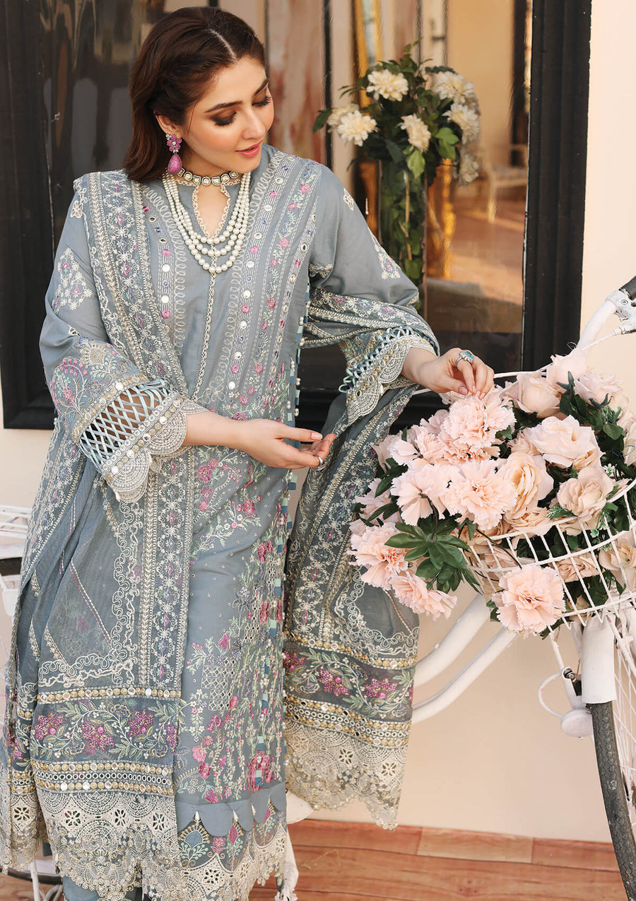KAHF Premium Embroidered Luxury Lawn Unstitched 3Pc Suit KLC-08